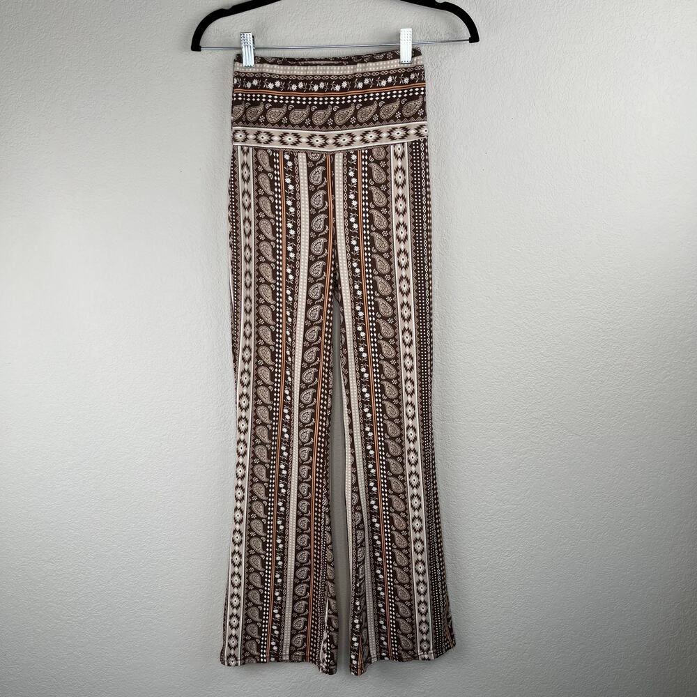 Shosho Brown Aztec Paisley Floral Stripe Flared T-Shirt Legging Pants Small - Picture 9 of 10
